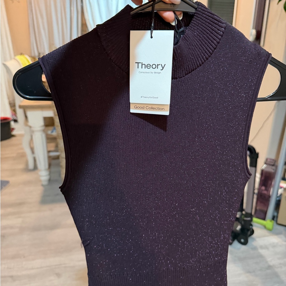 Theory Women's Dark Purple Tank Top - Picture 1 of 4